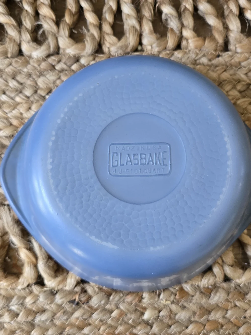 Vintage Blue Covered Cameo Casserole Dish with White Silhouette Design